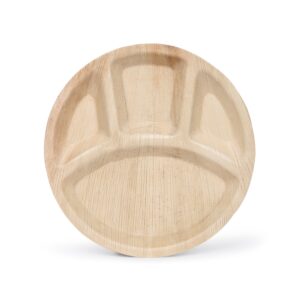 12" Round Areca Leaf 4-Compartment Meal Tray